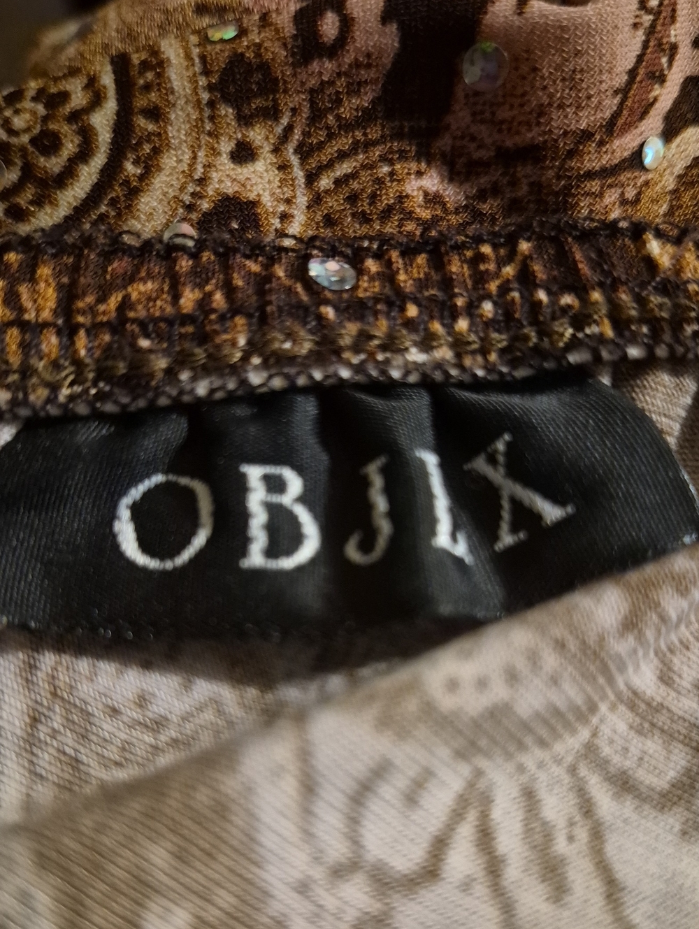 OBJLX Women's Brown Floral With Sequin Decor Skirt Size Small - Picture 10 of 12